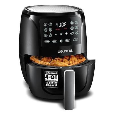 Gourmia Air Fryer - 4 Qt Capacity, FryForce360º, Digital Display with 8 Presets, Roast, Bake, Broil, Dehydrate, Dishwasher Safe Accessories, Compact, Black