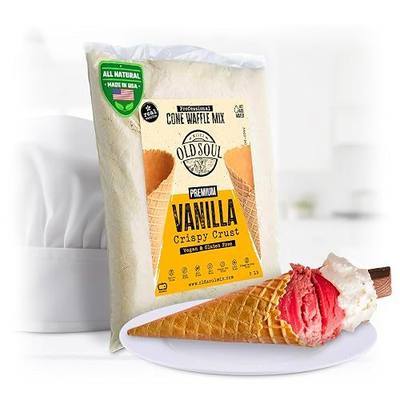 OLDSOUL Professional Cone Waffle Mix | GLUTEN FREE & VEGAN | Vanilla Flavour | Batter Mix | 5 Lbs | 112 Waffles (5 Lbs, Gluten Free & Vegan)