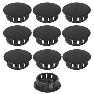 10pcs Plastic Hole Plugs, Snap in Locking Hole Tube Circular Locking Fastener Cover, Insert End Caps for Furniture Fencing Post Pipe - 28mm, Black