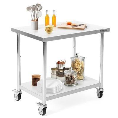 Stainless Steel Table for Prep & Work 36 x 24 Inches with Caster Wheels,Commercial Heavy Duty Metal Table with Undershelf for Home,Restaurant and Hotel Kitchen (36" x 24")