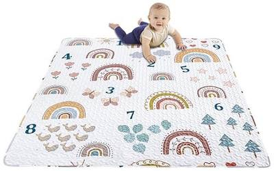 Boho Rainbow 50x50 Play Mat for Playpen | Washable, Portable, Non Slip, Foldable, For Baby Crawling & Tummy Time