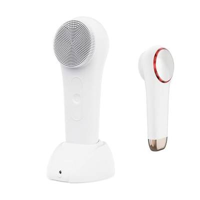 More Life Clarity 3 in 1 Sonic Facial Cleansing Brush with Charging Stand, Silicone Face Scrubber, Rechargeable, Waterproof, Deep Cleaning, Gentle Vibration, Face Exfoliator | Cloud White
