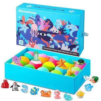Sea Surprise Bath Bombs for Kids, 15 Pack Organic Fizzy Bath Bombs Gift Set with Hidden Ocean Toys, Gentle & Scented, Kid-Safe & Fun Bath Time, Ideal Christmas Gift & Stocking Stuffer for Kids
