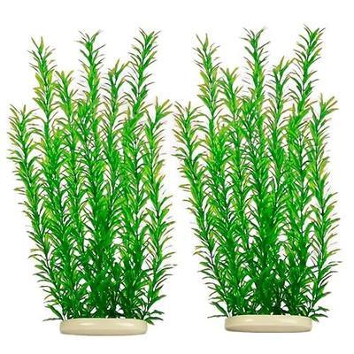 DSkoiph 2 pcs Aquarium Decor Plastic Plants Extra Large 21 Inches Artificial Fish Tank Plants Tall Fish Tank Decorations Artificial Green Water Plants (Green)
