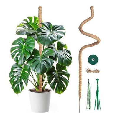 Mcbazel Bendable Moss Pole for Plants 47 Inch, Monstera Plant Support Stake with 7mm Aluminum Core, Coconut Coir Climbing Pole for Monstera Pothos Philodendron, Complete Kit with Ties & Rope