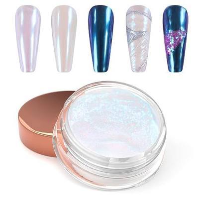 Laza Chameleon Pearl Chrome Nail Powder, Glazed Donut Metallic Mirror Effect Pigment, Iridescent Aurora Nail Glitter Holographic Fairy Dust Gel Nail Art Supplies Nail Tech, Resin Craft - Purplish Cyan