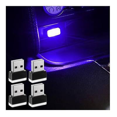 Augeny 4 PCS USB LED Car Interior Atmosphere Lamp, Plug-in USB Decor Night Light, Portable Auto Ambient Lighting Kit, Universal Vehicle Interior Accessories for Most Cars (Blue)