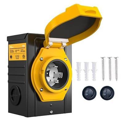 addlon 30 Amp Generator Power Inlet Box No Drilling Required, NEMA L14-30P 125/250V for 4 Prong Generator Cord, Suitable for Outdoor Use, Effectively Waterproof, Dustproof, UV Protection, ETL Listed