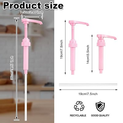 Patelai 5 Pcs Pink Syrup Pump for 25 Oz/750 ml Bottle, No Spill Tip Cover Flavored Skinny Blueberry Coffee Syrup Pump Dispenser Vanilla Caramel Chocolate Coconut Sauce