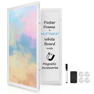 White Hidden Board, Enclosed Whiteboard with Wooden Frame, 20x30in Poster Frame and Functional Whiteboard for Office, Home(Poster Not Included)