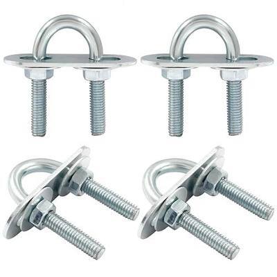 BokWin 4 Pcs Round U Bolts M6, 16mm Inner Width 46mm Length | Zinc Plated Steel, Bend U Bolts, Includes Nut, Plate, Washer
