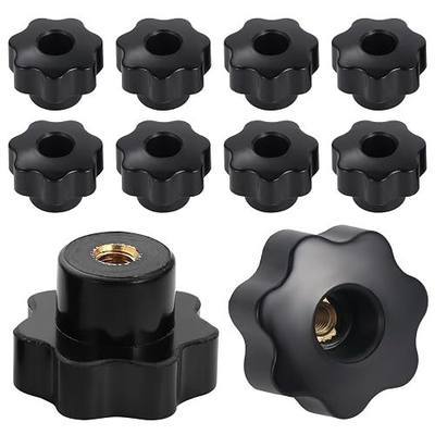 10Pcs 7 Star Through Hole Knob M6 Knurled Thread Clamping Knob, Star Shape Hand Knobs Black Plastic Screw-On Clamping Star Knob Handle