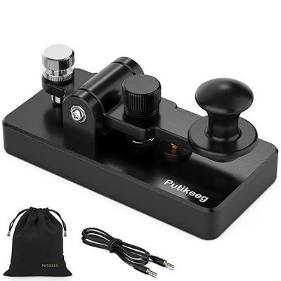 Putikeeg Classical Morse Mini Code Key Morse Code Paddle Key Aluminum Alloy Mini-Key Morse CW Portable Key Morse Practice Key Black