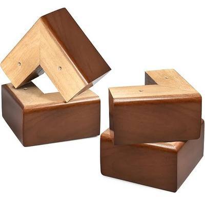Solid Wood Legs for Furniture, L-Shaped Bed Risers, 3 inch Furniture Legs for Sofa Couch Dresser Cabinet Table, Couch Sofa Feet, Furniture Risers, Bed Lifters 4 Pack