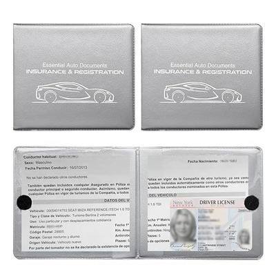 Augeny 2PCS Car Registration and Insurance Holder, Vehicle Essential Document Organizers, Universal Auto Interior Accessories for Most Cars (Gray/Small Car)