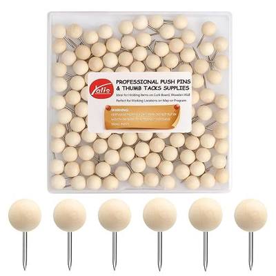 Wood Push Pins 120 Pcs,Decorative Wooden Thumb Tacks for Corkboard and Bulletin Board (120 pcs Map Tacks)