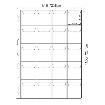 20-Pocket Coin Pages for Collectors, Standard 9-Hole Coin Collection Pages fit Most Binder, Coin Collecting Supplies, Coin Sleeves for Coin, Stamp, Badges etc (20 Pocket - 5 Sheets)