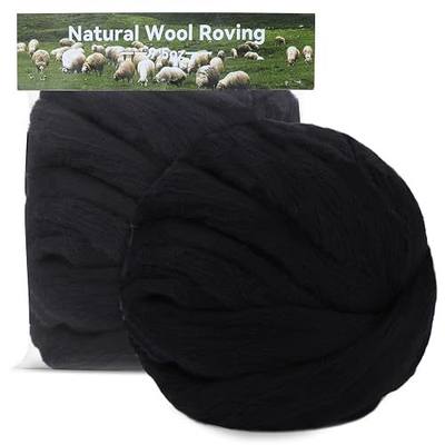 MORFEN 9.5 Oz Wool Roving, Needle Felting Wool, Fibre Wool Roving Top, Pure Wool, for Needle Felt Supplies, DIY Home Decorations Craft Materials(Black)