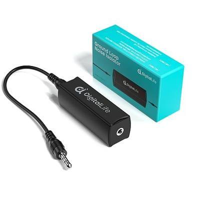 HumBlock Mini, 3.5mm Ground Loop Noise Isolator with Detachable Audio Cable | Eliminates Hum & Buzz, Silicone-Coated ABS Housing for Car Audio & Home Stereo (GLI-35A, 1-Pack)