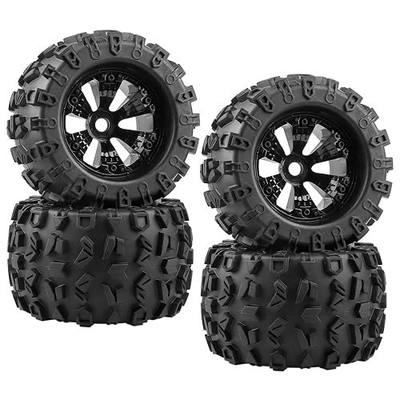 4-Pack 1/8 Monster Truck Tires 3.8 Tires Mounted 17mm Hex Solid 6-Spoke Wheels OD 170mm for 1/8 Arrma 6S Traxxas Summit ERveo Redcat HPI JLB Cheetah RC Off-Road Car (Front and Rear)