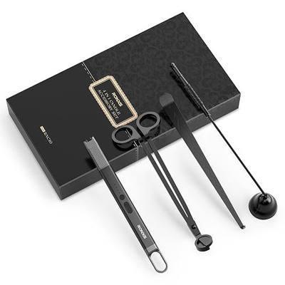 RONXS 4 in 1 Candle Accessory Set, Candle Wick Trimmer Cutter, Candle Electric Lighter, Candle Snuffer Extinguisher, Wick Dipper with Gift Package for Candle Lovers, Gift for Her (Black)