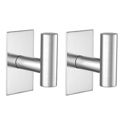 VAEHOLD Wall Towel Hooks, Heavy Duty Sticky Holder Waterproof Towel Hooks for Hanging Coat, Clothes, Closet Hook Wall Mount for Kitchen (Silver, 2 Pack)