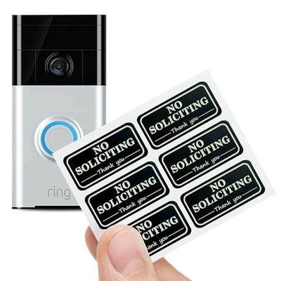 Small No Soliciting Sign for House,6 Pcs No Soliciting Sign,with Glow in the Dark Stickers,Tiny Size Perfect for Video Doorbell,No Solicitation Sticker for Front Door,Wall,Window
