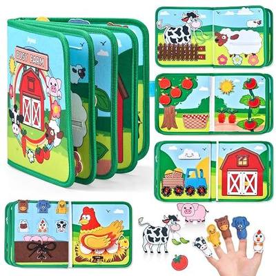 JoyCat Farm Busy Book for Toddlers 1-3, Montessori Quiet Book 15 Activities