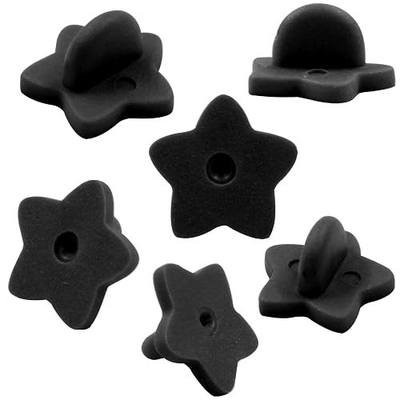 100 Pack Black Star Shape Rubber Pin Backs | Lapel Pin Backing, Locking Pin Keepers, Brooch Holder, For Uniform Badge Hat Tie