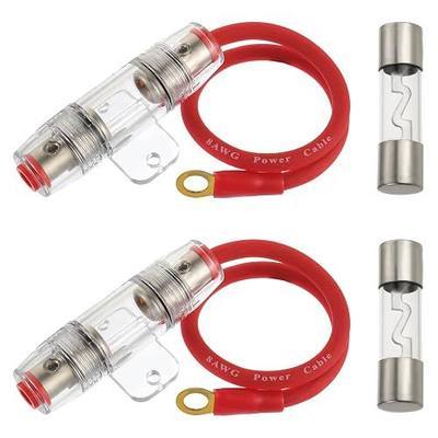BOJACK 8 Gauge AWG 1ft Power Wire with 60 Amp AGU Fuse Holder for Car Audio, Alarm, Amplifier, Compressors, Waterproof Inline Fuse Holder 60A(Pack of 2)