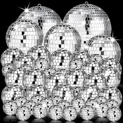 54 Pcs Mini Silver Disco Balls - Hanging Mirror Ornaments for Party, Wedding, Christmas Supplies