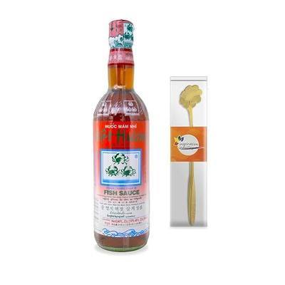 Three Crabs Brand | Việt Hương Nước Mắm | 3 Crabs Fish Sauce | 3 Crabs Brand Fish Sauce | Great for Seasoning, Stir Fry, 24 Fl Ounces (1 Bottle with Free Steel Spoon)
