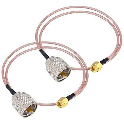 SMA Male to PL259 UHF Male RG316 Coaxial Cable 19.68in RF Coax CB Radio Pigtail Jumper 2-Pack