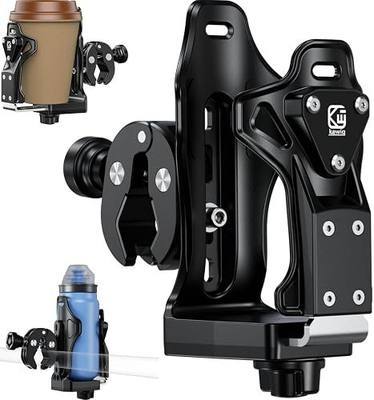 Kewig Anti-Theft Motorcycle Cup Holder, Extra Large Water Bottle Holder | Adjustable Size Drink Holder for 1.95-3.6" Diameter Bottles, Universal Bottle Holder for Stroller, Scooter, Wheelchair
