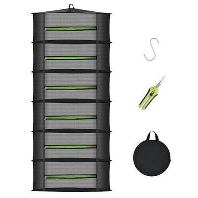 MEKOLIFE 6-Layer Herb Drying Rack with Collapsible Mesh Design | 23.62 Inch Hanging Drying Rack with Zipper and Garden Pruning Shears - Versatile Plant Drying Solution