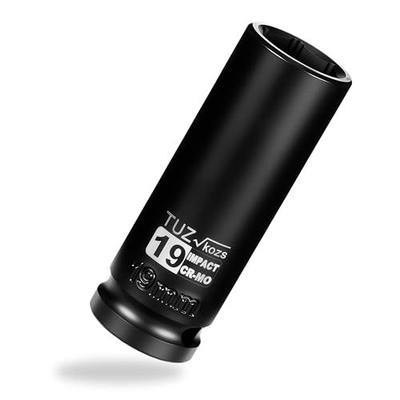 1/2 Inch Drive 19mm Deep Metric 6 Point CR-MO Impact Socket | Radius Corner Design,Square Chamfered Opening,Axle Nut Impact Grade Socket for Easy Removal