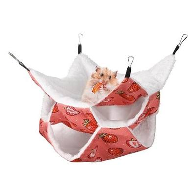 3 Layer Guinea Pig Cage Hammock, Cute Rat Hamster Hanging Hammock Bed Soft Warm Small Animals House Cage Accessories Toy for Ferret Squirrel Chinchilla Parrot Sugar Glider