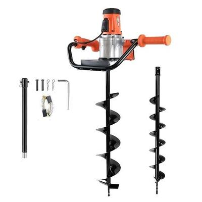 1500W Electric Post Hole Digger 6" & 4" Bits, No Bag, Orange | 110V, 1500W Motor, 200RPM, 90ft-lb, Anti-Vibration Handle for Post Hole Digging, Drilling, Tree Planting