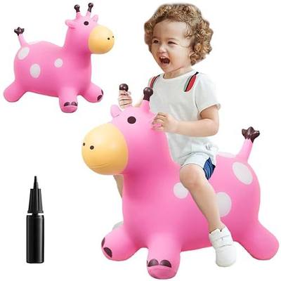 ZHUYNXIR Hopper Toy,Kid Jumping Cow Toy, Kid Favorite Jumping Toy.Perfect for Birthday, Bouncy Cow Pink.