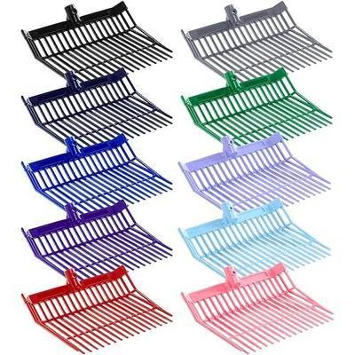 Lasnten 10 Pcs Manure Fork Head 18 Tines Pitch Fork Head with Screws and Nuts Durable Stable ABS Plastic Replacement Pitch for Gardening Horse Stall Picking up Manure Grass Hay