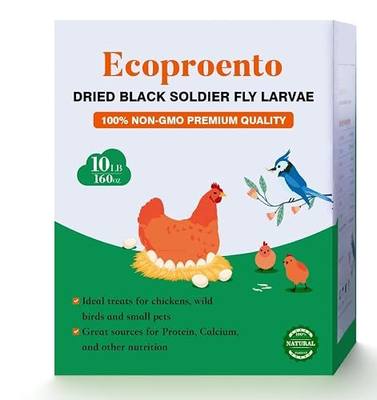 Ecoproento Dried Black Soldier Fly Larvae 10LB - High Calcium Chicken Feed - 85X More Calcium, High Protein Non-GMO Mealworms for Wild Birds, Ducks, Turkeys, Quails, Turtles, Chickens Treats