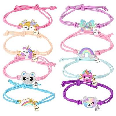 8pcs Kids Butterfly Panda Bracelets - Friendship Bracelet Jewelry - Unicorn Rainbow Pendants - BFF String Wristband - Pretend Play Bracelet - Bulk Bracelet