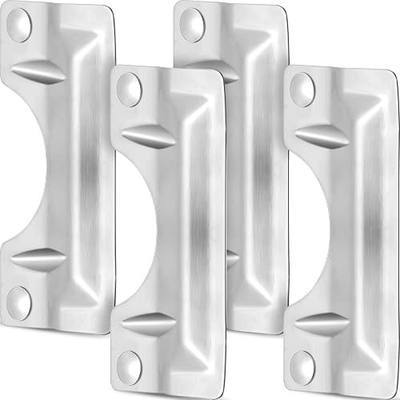 Landhoow 4 Pcs 3 x 7'' Door Latch Guard Plate Cover Stainless Steel Door Security Strike Latch Protector, Against Forced Entry Easy to Install for Home and Commercial (Reinforcement Ribs Style,Silver)