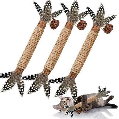 Cat Chew Toys Silvervine Sticks Dental Treat Feather 3Pack Indoor | Natural silvervine chew sticks for cats. 3-pack dental treats support teeth cleaning & oral health for indoor kittens.