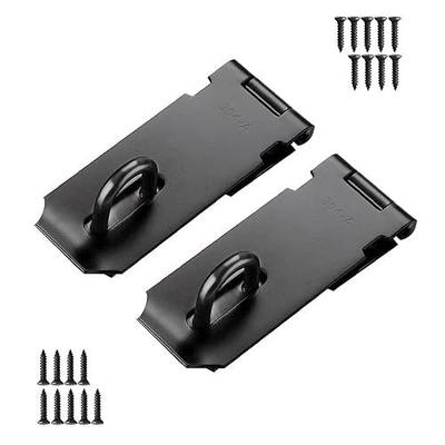 Door Hasp Padlock Latch, 4 Inch Stainless Steel Safety Clasp Hasp Lock Latch, Extra Thick Door Gate Lock Hasp with Screws,Matte Black Finish 2 Pack