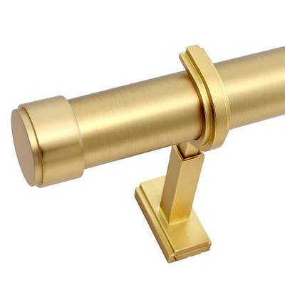BlastHome® Non-Adjustable Luxury Curtain Rods for Windows, 1 ¼” Rod Set, 4 foot Fixed Length, Brushed Gold