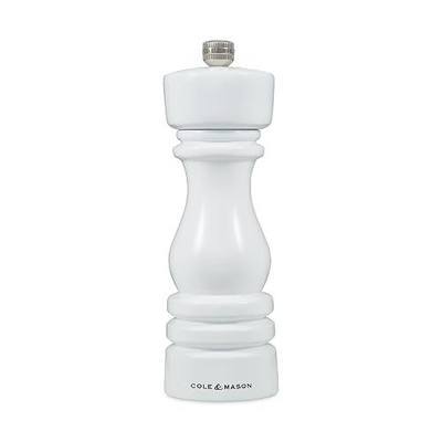 Cole & Mason London Refillable Spice Mill - Kitchen & Home Accessory - Table Black Pepper Grinder - Pepper Mill with Carbon Steel Mechanism - 7", White Gloss
