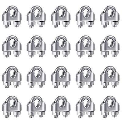 YAMASO 20PCS 3/16 Inches M5 Stainless Steel Wire Rope Cable Clip Clamp