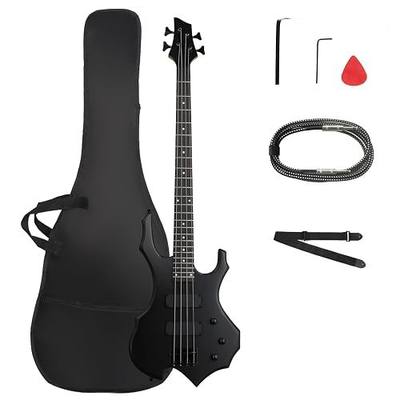 Ktaxon 4 String Electric Bass Guitar | Burning Fire Style Bass (Matte) | Precise Gear Tuning Machines, Comfort “C” Neck, Lightweight Body | Bass Bag, Cable, Strap, Wrench, Plectrum for Beginners