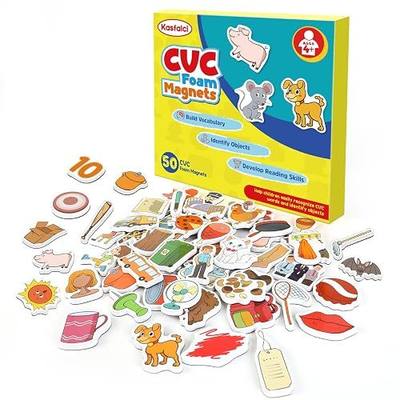 Kasfalci CVC Word Magnets for Toddlers 1-3, 50 Fridge Magnets for Kids, Back to School Supplies, Cute Animal Magnetic Objects, Speech Therapy Toys for Kids Toddlers Preschool Learning Spelling
